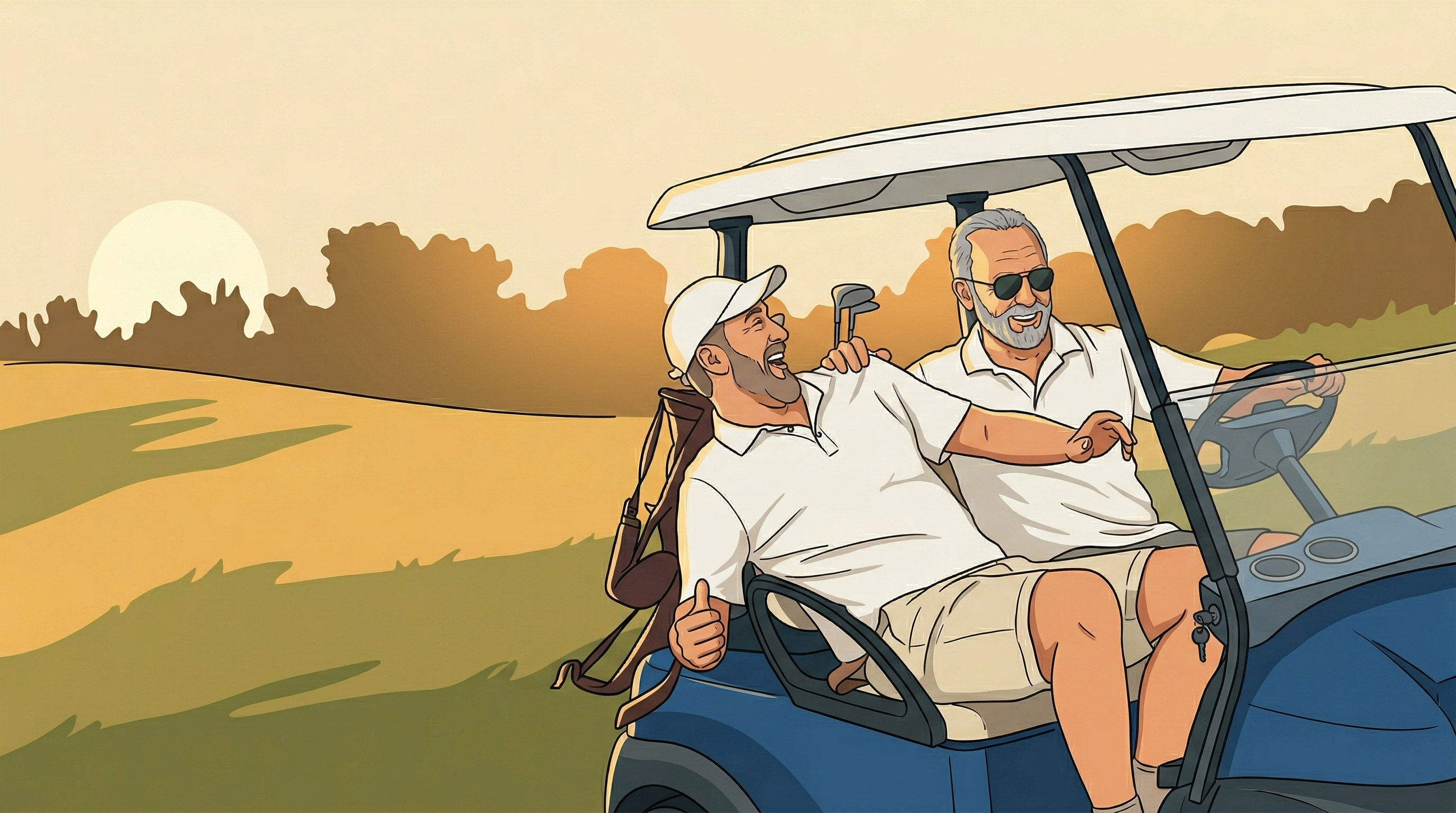 Successful attorney relaxing on golf course
